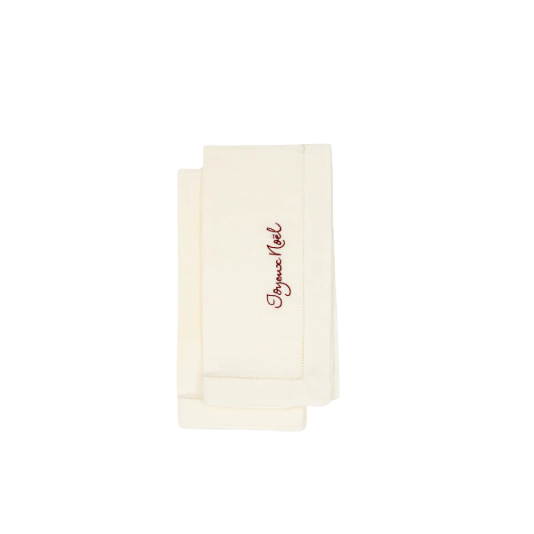 Joyeux Noël Embroidered Napkins, Set of 4