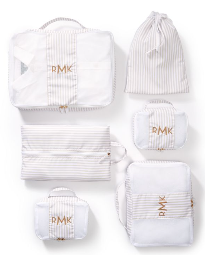 6 Piece Packing Cube Set - Flax White Stripe