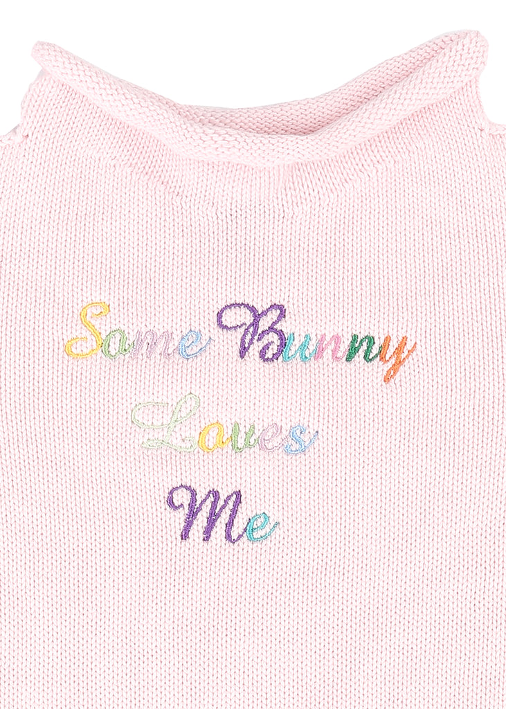 Some Bunny Loves Me Rollneck Sweater in Light Pink