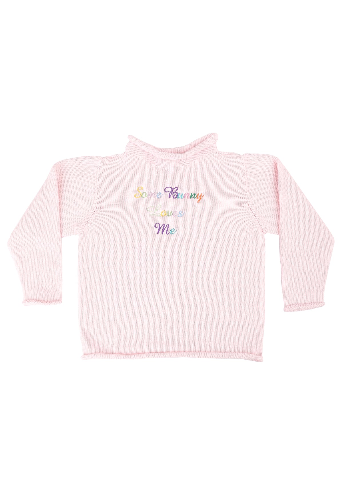 Some Bunny Loves Me Rollneck Sweater in Light Pink