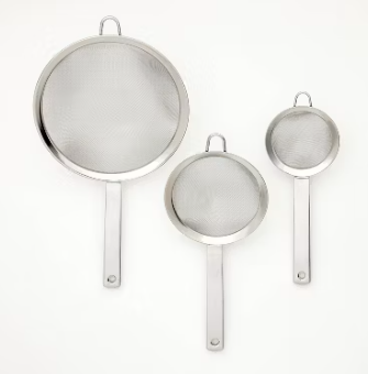 3pc (3", 5", and 8") Stainless Steel Mesh Strainer Set Silver - Figmint™