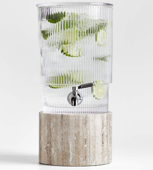 Atwell 1.7-Gallon Ribbed Glass Drink Dispenser with Tuscan Kitchen Marble Stand