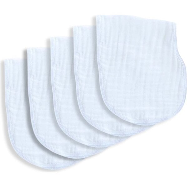 2-in-1 Burp Cloth Bibs, Solid White 5 Pack