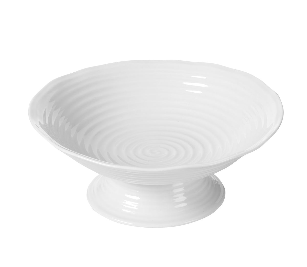 Front view of Sophie Conran Footed Comport showcasing a wide ribbed bowl on a white background