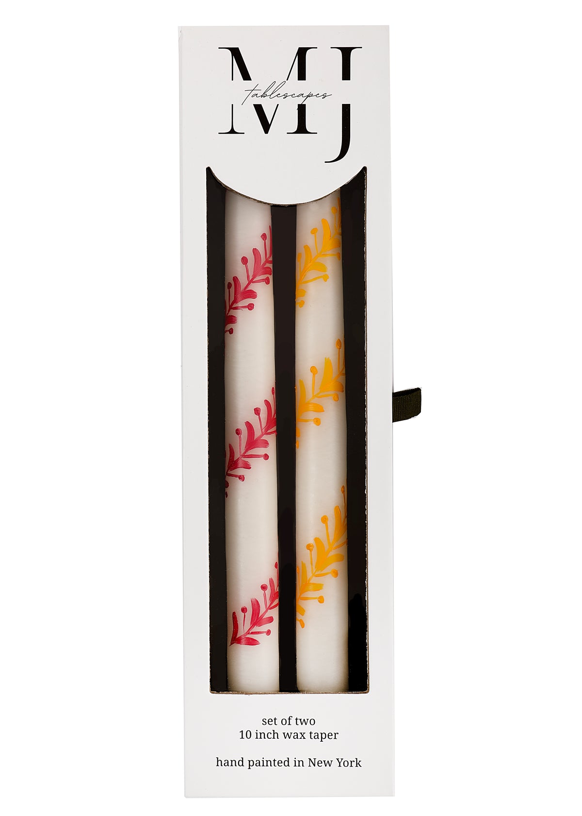 Ivory Climbing Multicolored Vines Taper Candles, Set of Four