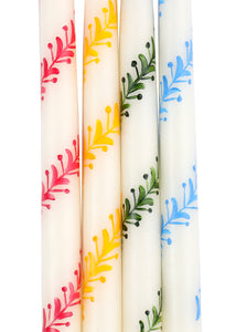 Ivory Climbing Multicolored Vines Taper Candles, Set of Four