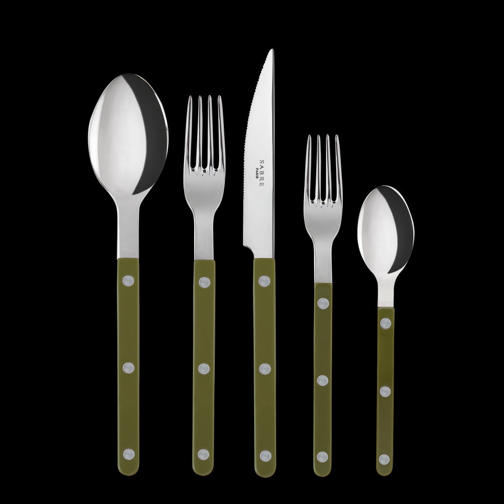 Bistrot Place Setting in Green Fern, Set of 5