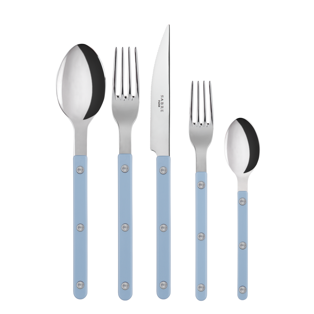 Bistrot Place Setting in Pastel Blue, Set of 5
