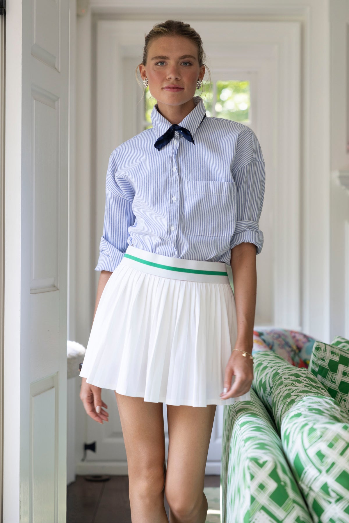 Women's White Pleated Tennis Skort