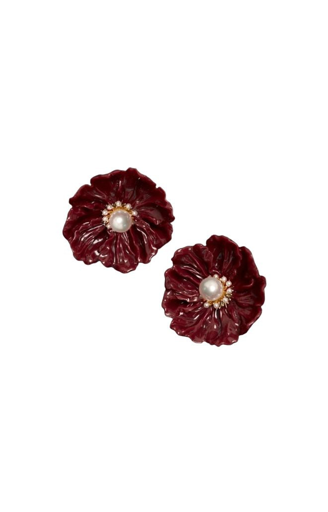 V. Chapman x Kristopher Brock Poppy Post Earring in Dark Red