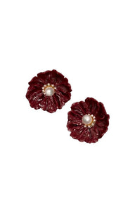 V. Chapman x Kristopher Brock Poppy Post Earring in Dark Red