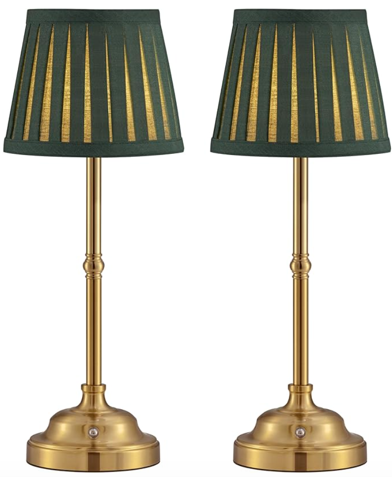 Cordless LED Table Lamp Set of 2 (Green)