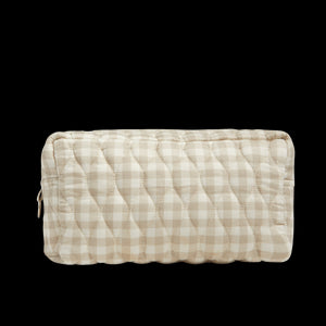 Toiletry Pouch in Beige Gingham