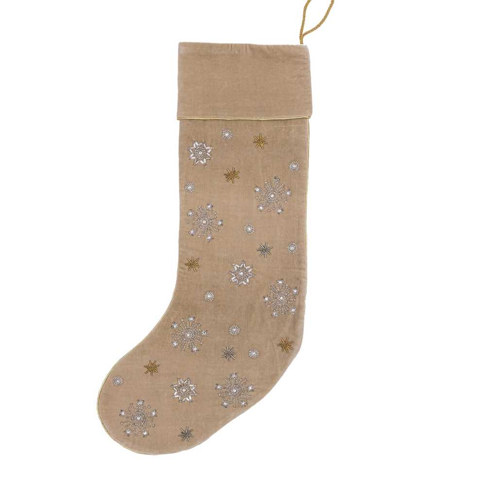 Extra Large Snowflake Stocking in Taupe