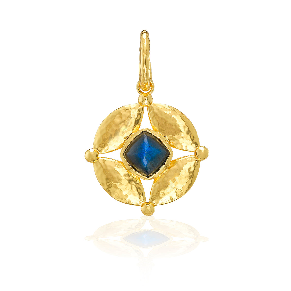 Mystic Eye Double-Sided Pendant in Blue Labradorite & Green Onyx