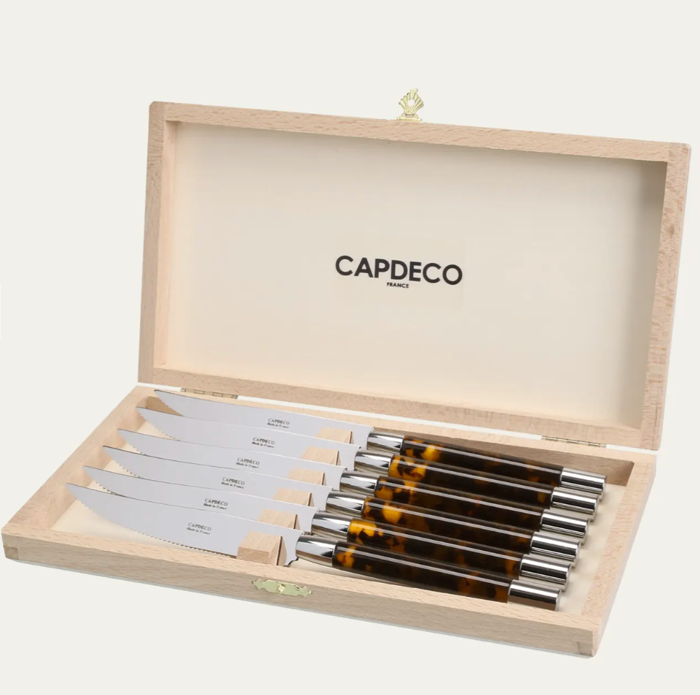 Capdeco Conty 6-Piece Steak Knives, Tortoise
