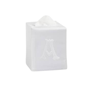 Monogram Nouveau Tissue Box in White on White