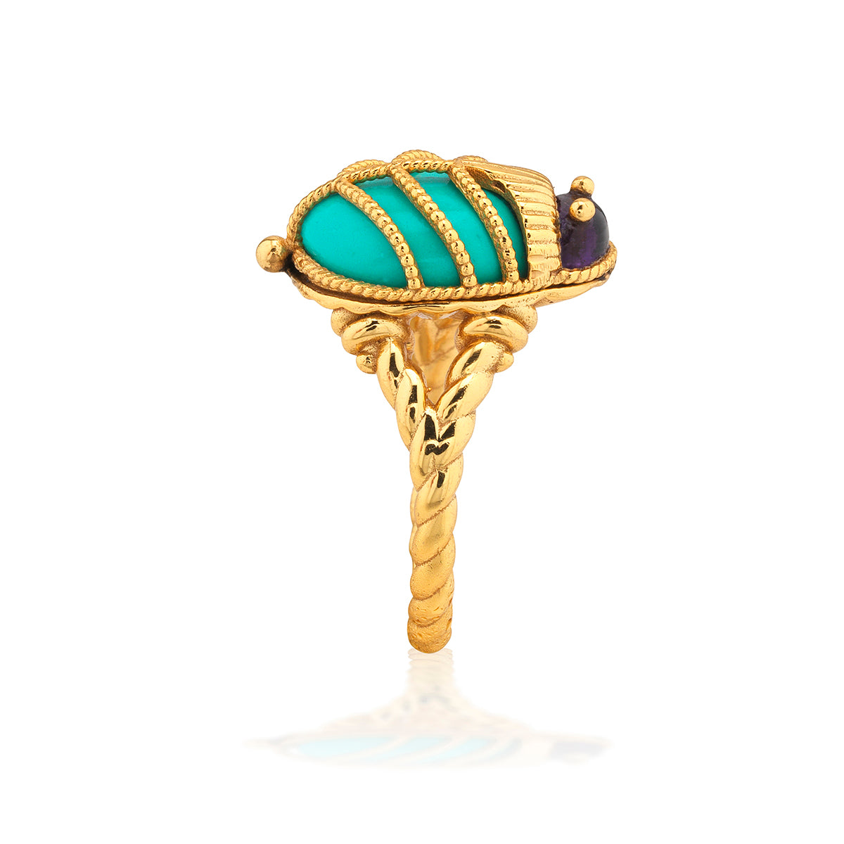Scarab Petite Ring in Amethyst/Turquoise