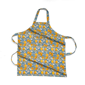 Citron Apron in Bleu & Yellow