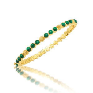 Berry Gem Petite Hinged Bangle in Malachite