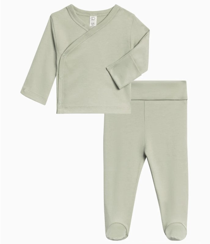 0-3M Baby Riley 2 Piece Kimono Wrap Top and Pant Set