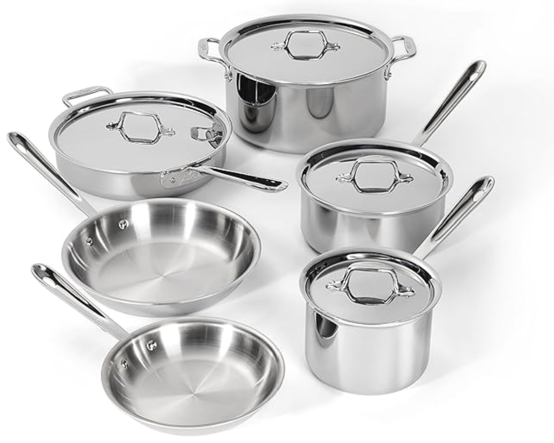 All-Clad 3-Ply Stainless Steel Cookware Set 10 Piece