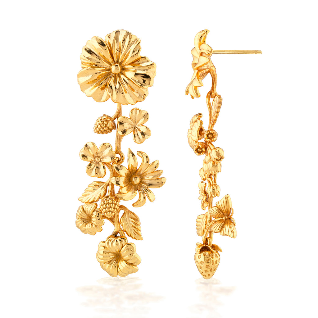 Meadow Bouquet Mismatched Grande Earrings in Gold