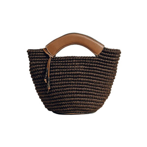 The Small Woven Shopper in Dark Brown