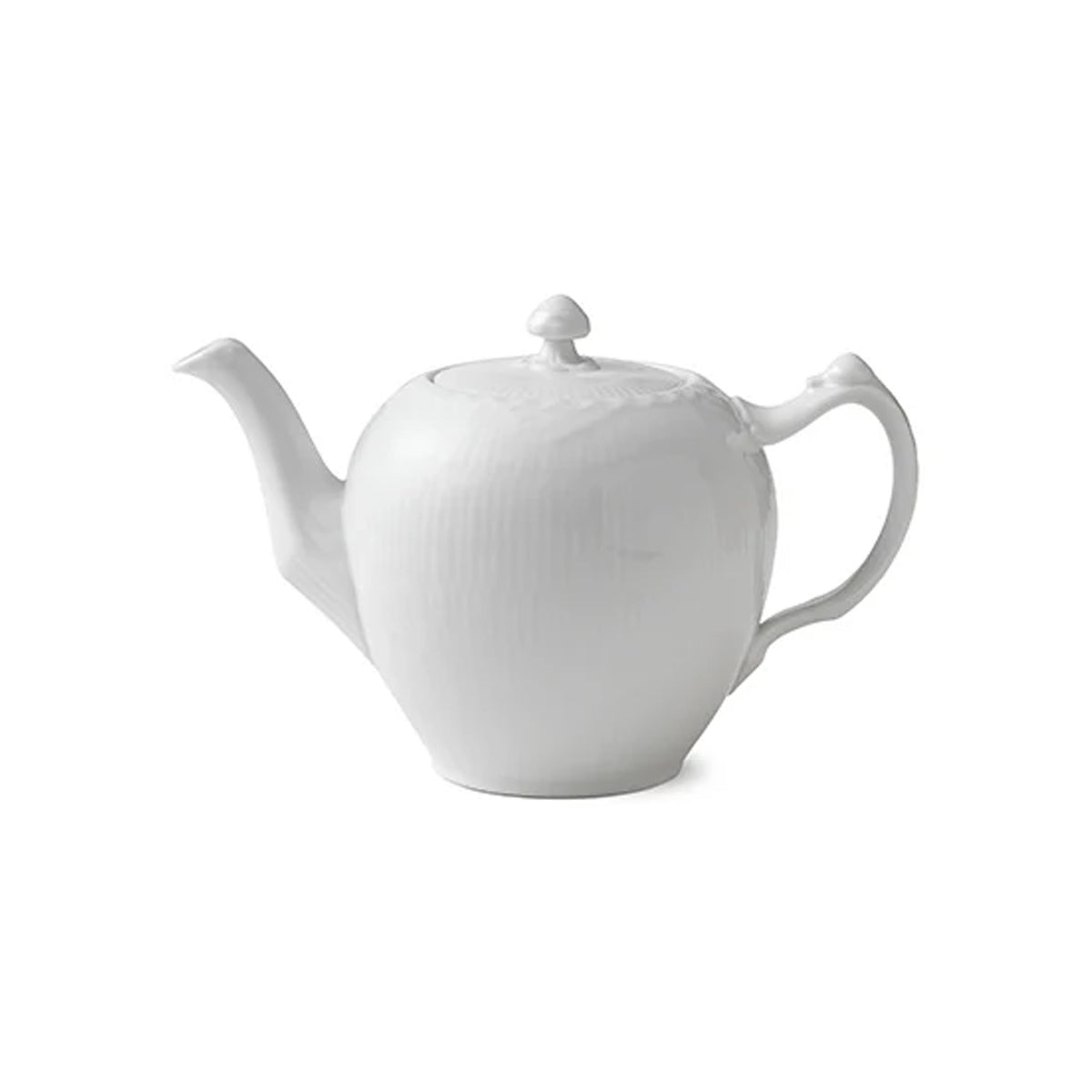White Fluted Half Lace Teapot 100cl 1qt