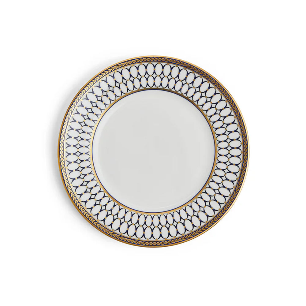 Top view of Renaissance Gold Bread & Butter Plate showcasing a gold rim and richly patterned border on a white background