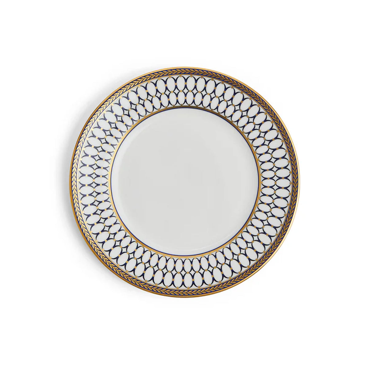 Top view of Renaissance Gold Bread & Butter Plate showcasing a gold rim and richly patterned border on a white background