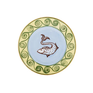 Ill Viaggio Di Nettuno Bread Plate in Light Blue & Yellow