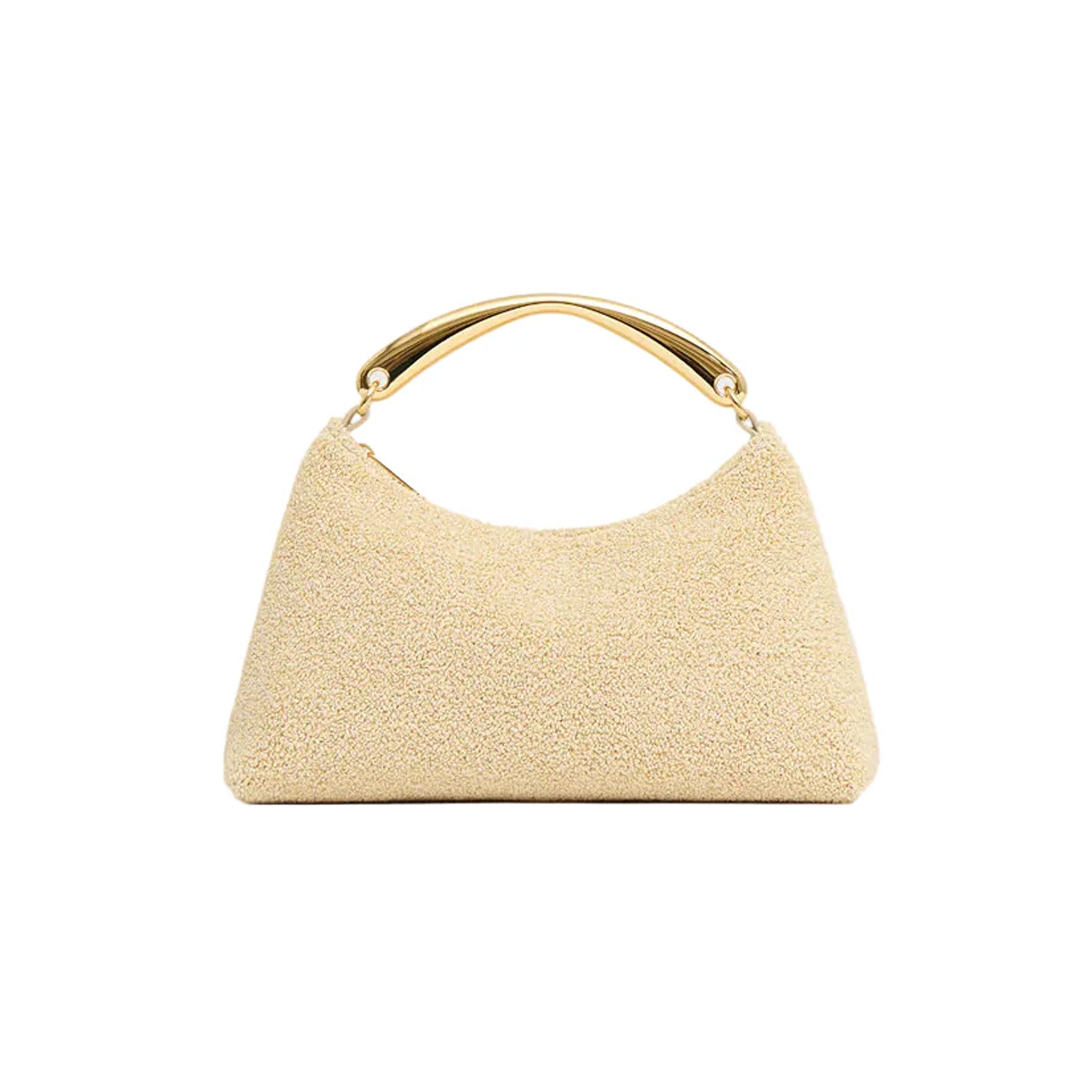 Metal Handle Rhea in Jasmine Textured Raffia
