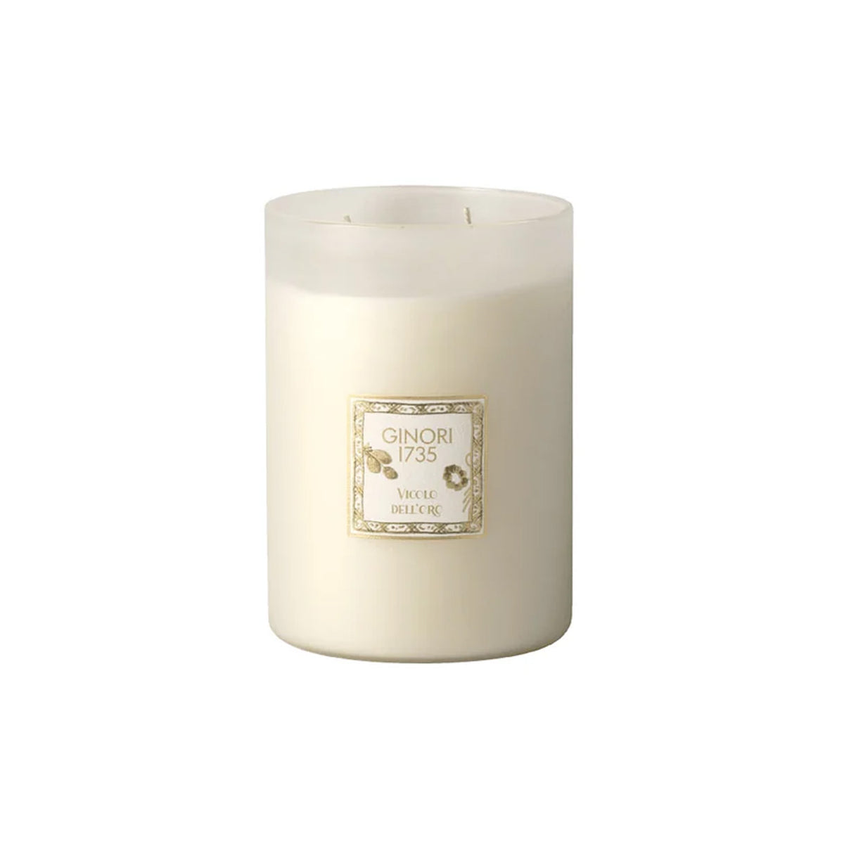 Front view of Oriente Italiano Large Scented Candle Refill in Aurum with cream-colored vessel and Ginori 1735 label