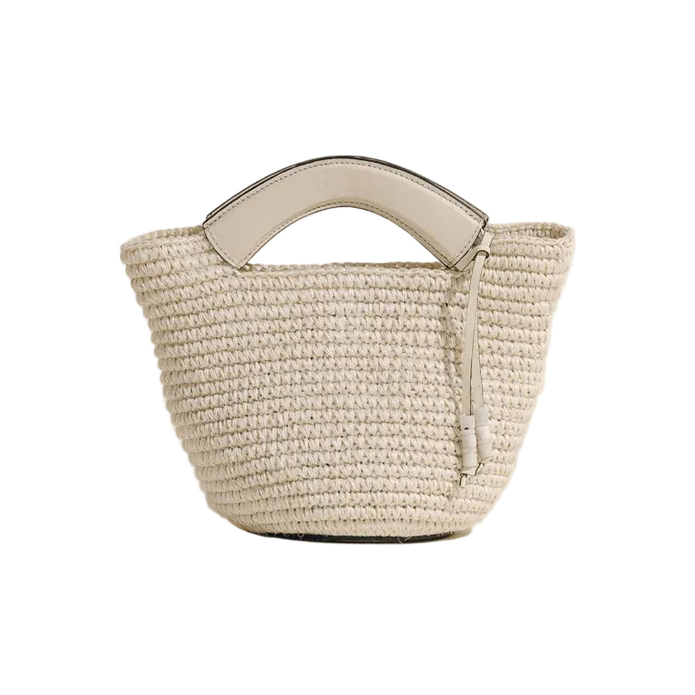 The Small Woven Shopper in Oyster Natural Fiber