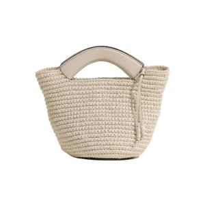 The Small Woven Shopper in Oyster Natural Fiber