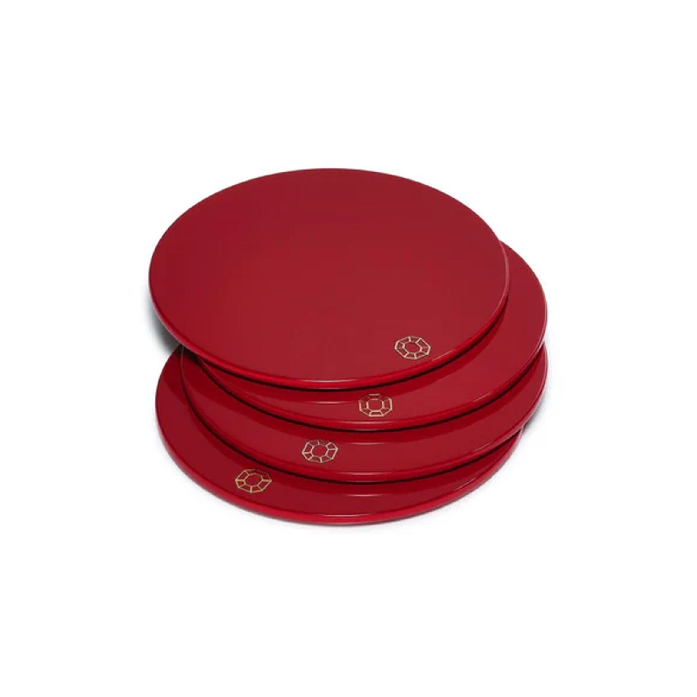 Octogone Coasters in Red, Set of 4
