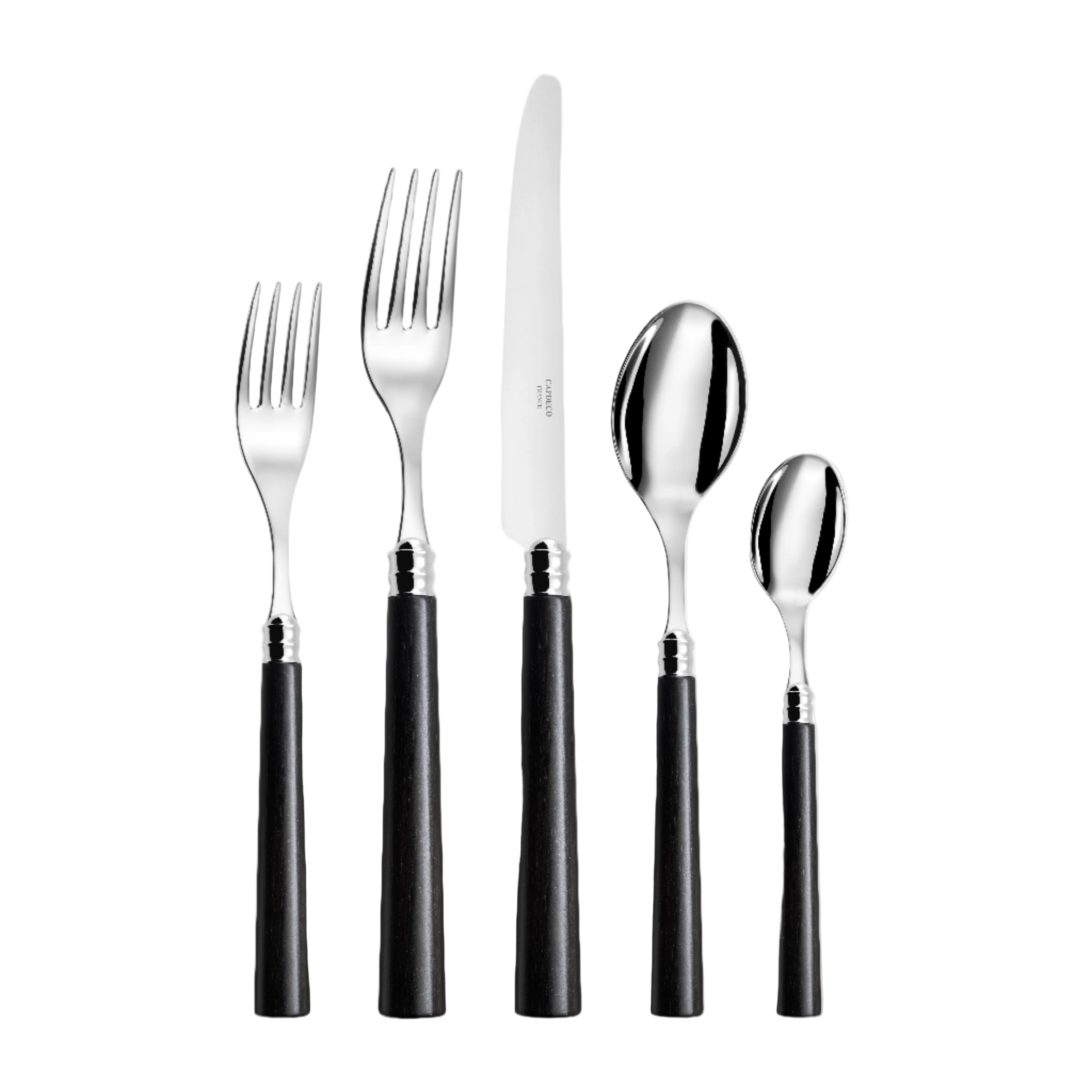 Marat Place Setting in Black Wood, Set of 5