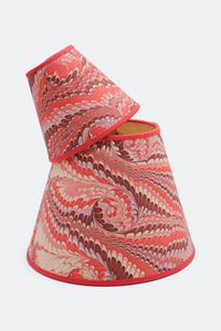 Florentine Pink hand-marbled clip-on lampshades stacked for display