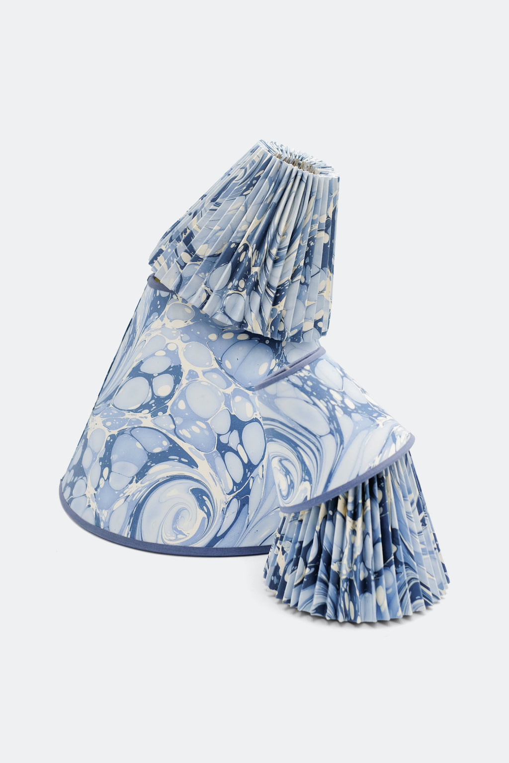 Set of hand-marbled clip-on chandelier shades - ocean wave pattern