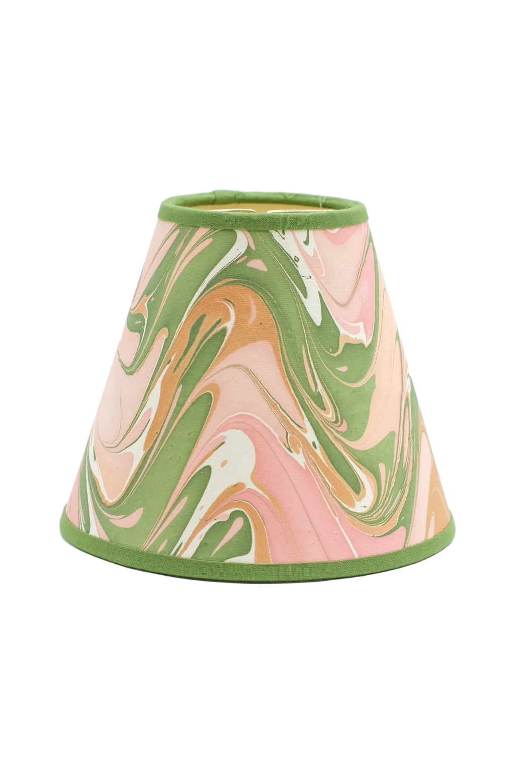Single 6" hand-marbled clip-on lampshade with peony bloom patterns