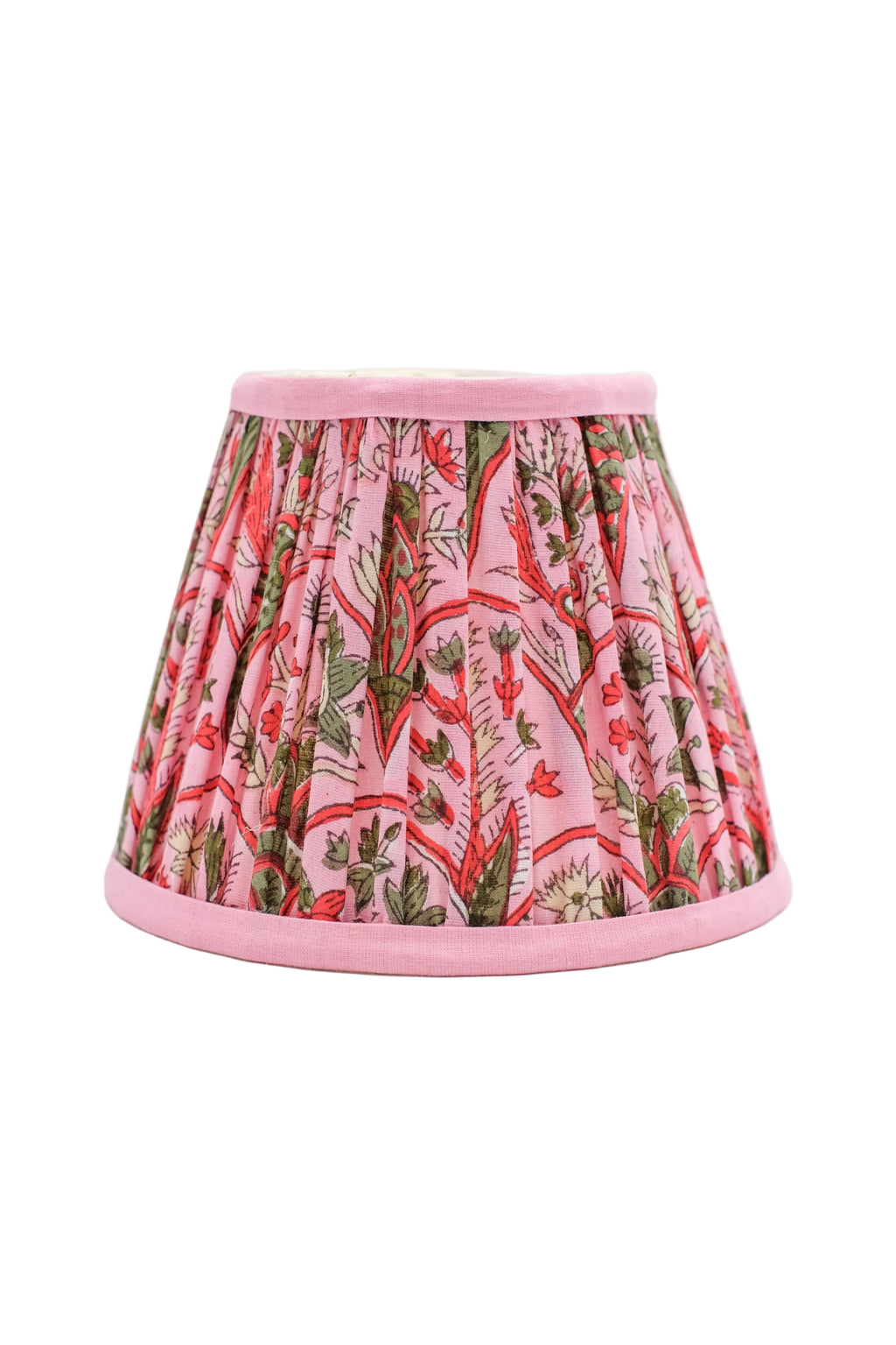 Pink arch blockprint pleated mini lampshade from Inner Child