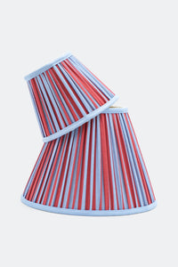 Red and blue striped pleated mini lampshades stacked from Inner Child