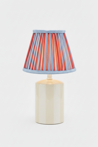 6" Mini Pleated Blockprint Lampshade with red/orange stripes on cream base - Inner Child