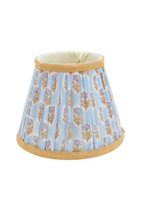 Sky blue daisy patterned pleated lampshade with gold trim - Inner Child