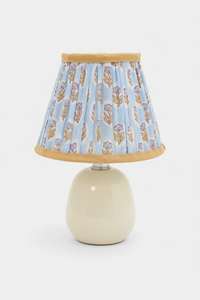 Sky blue daisy pleated lamp on cream ceramic base - Inner Child