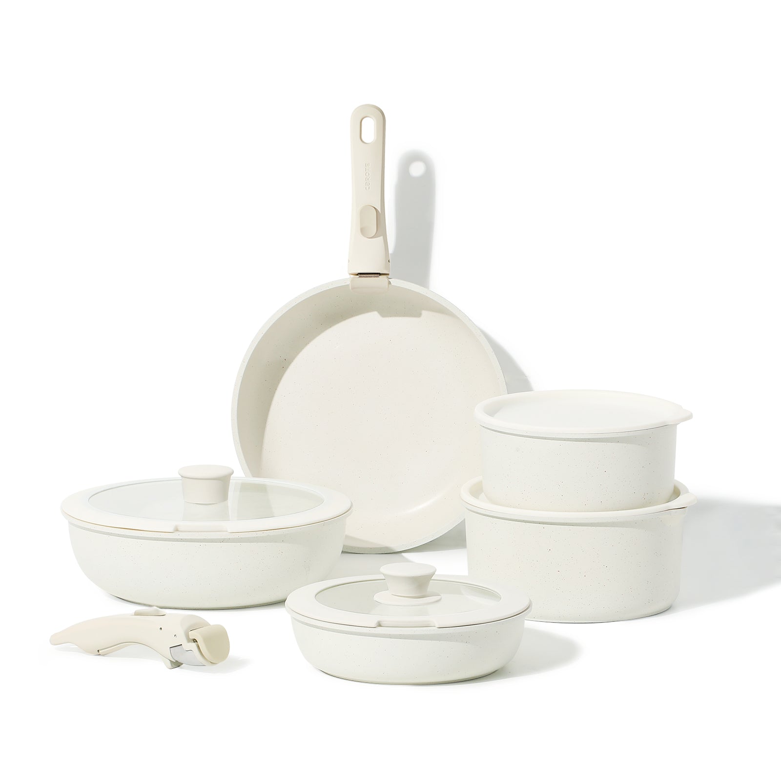 11-Piece Nonstick Cookware Set with Detachable Handles