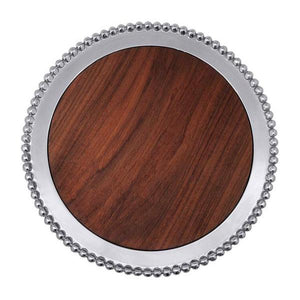 Pearled Round Cheese Board, Dark Wood | Mariposa Serving Trays and More