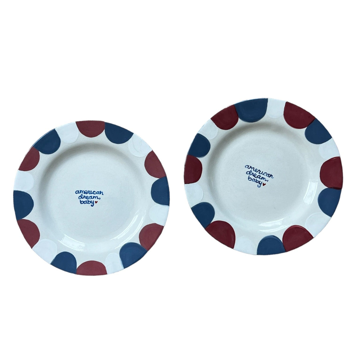 Hand-painted “American Dream, Baby” Plates, Set of 2