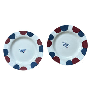 Hand-painted “American Dream, Baby” Plates, Set of 2
